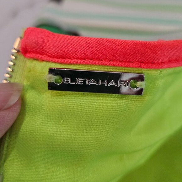 Elie Tahari Angie Lime Green Mirror Orchid Sheath Midi Dress US 10 Maximalism - Picture 11 of 13